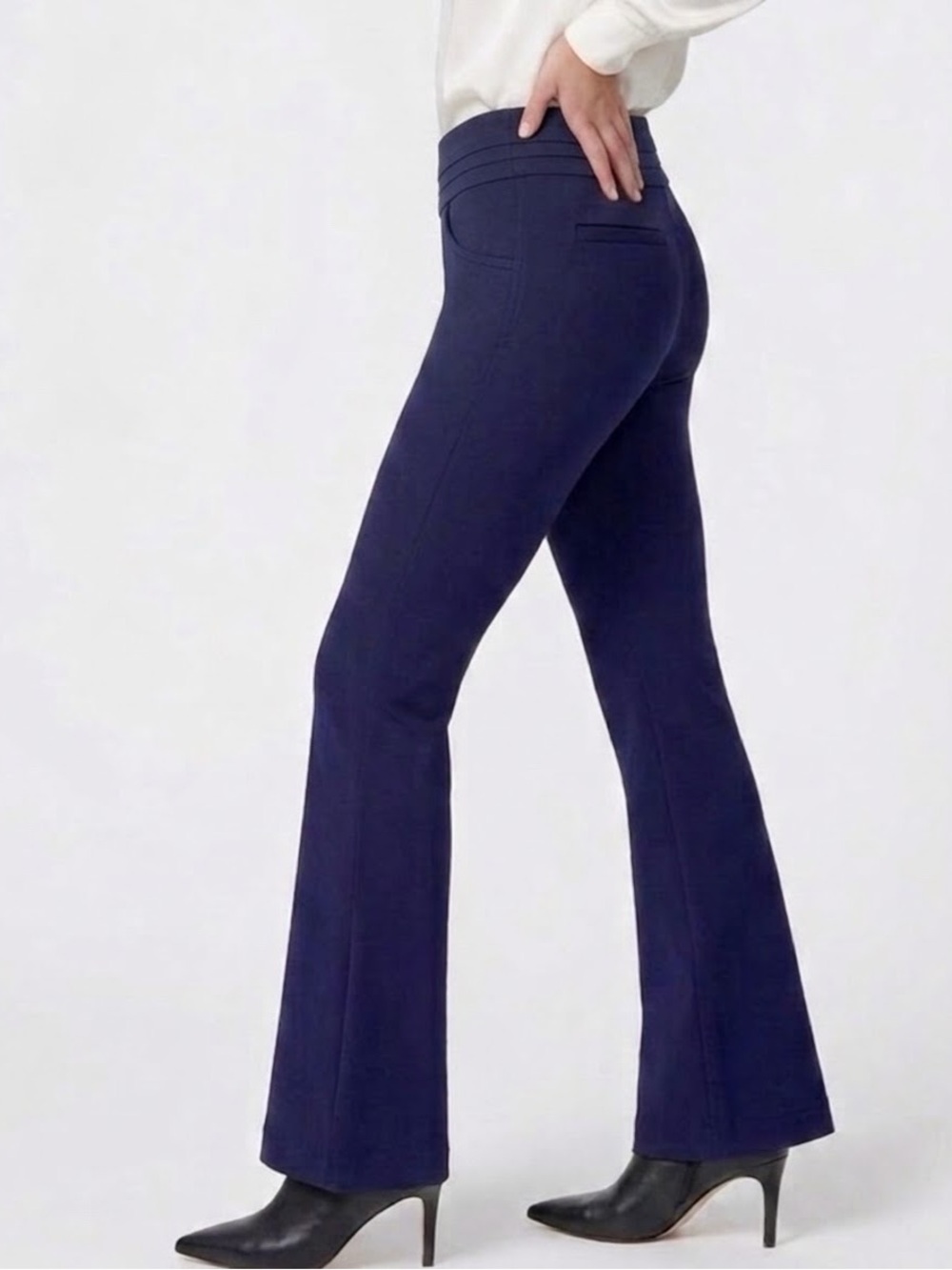 7th AVENUE NY & CO Stretchy Knit Navy Blue Boot Cut Pull-On Ponte Pants #112 LHP